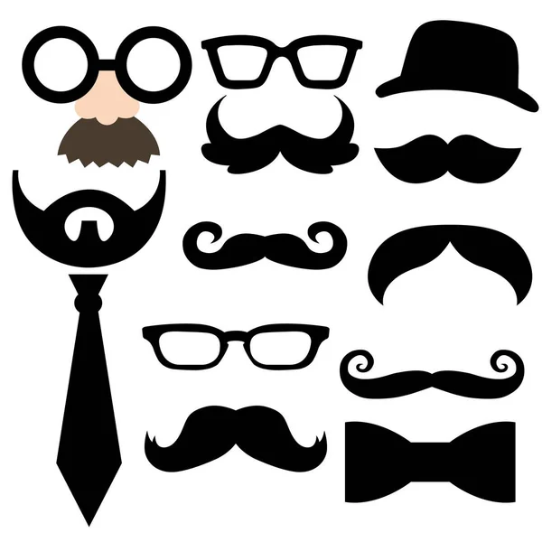 Fathers Day Mustache Glasses Hat Tie — Stock Vector