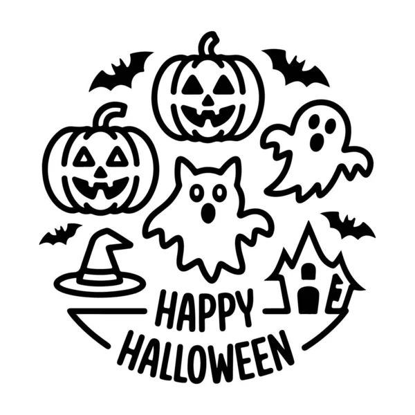 Balkabağı hayaletleri, cadı şapkaları ve perili ev siluetlerini içeren Cadılar Bayramı daire tasarımınız kutlu olsun.