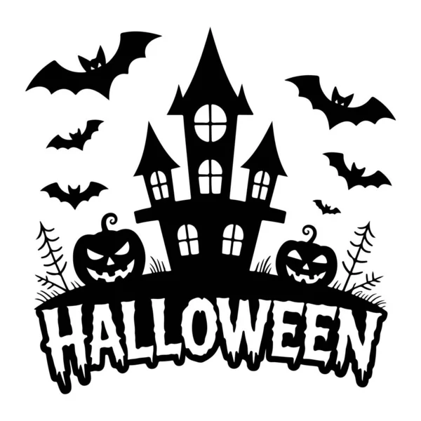 Saydam arka planda izole edilmiş yarasalar ve balkabağı silueti olan ürkütücü cadılar bayramı evi.