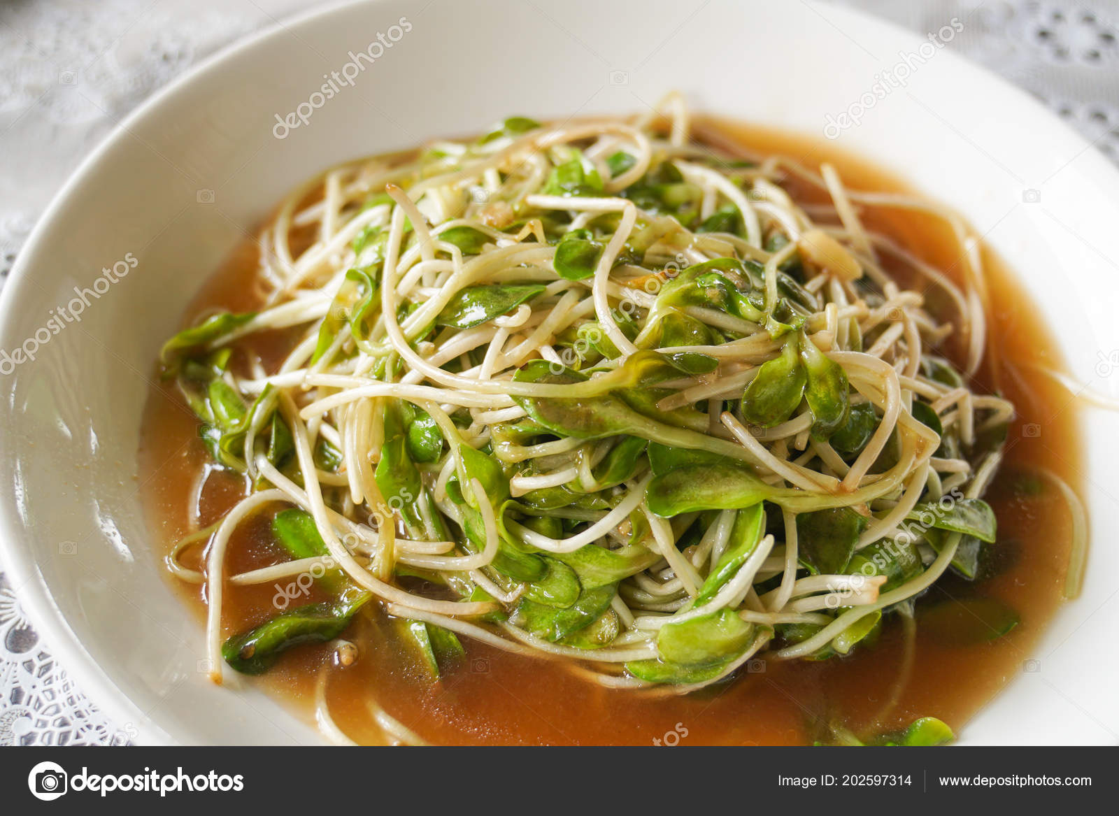 Thai Traditional Stirred Fried Sunflower Sprout Oyster Sauce Stock