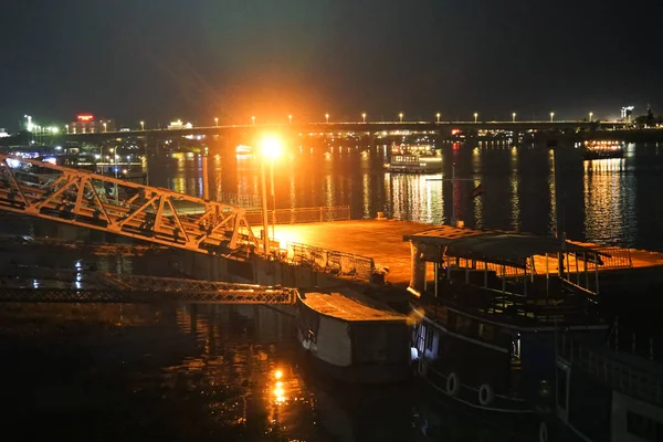 Phnom Penh Flussufer Bei Nacht Kambodscha — Stockfoto