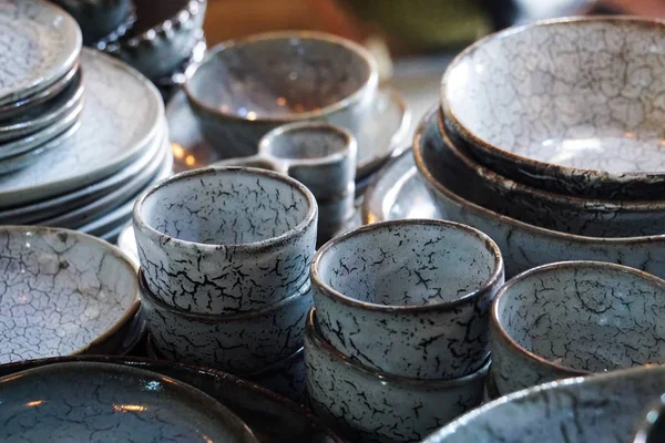 Керамические Фарфоровые Тарелки Посуды — стоковое фото