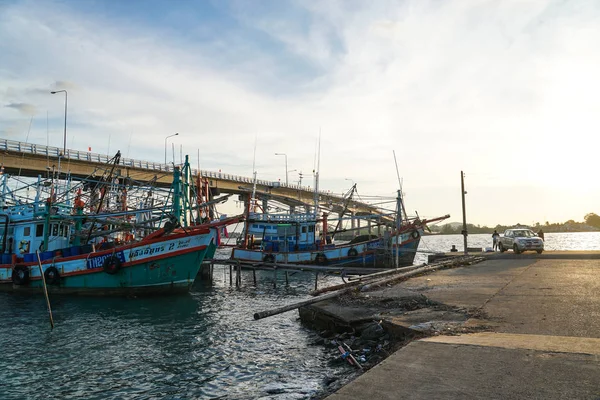 Bărci Pescuit Port Pod Thailanda — Fotografie, imagine de stoc