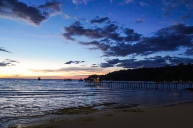 Koh kood Adası, trat, Tayland beach günbatımı, liman, köprü, tekne