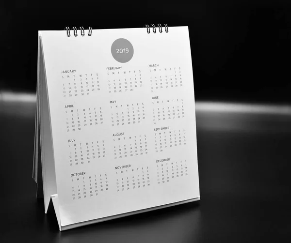 Minimale Kalender 2019 Mockup Zwarte Achtergrond — Stockfoto