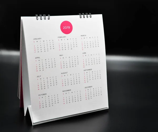 Calendario Minimo 2019 Mockup Sfondo Nero — Foto Stock