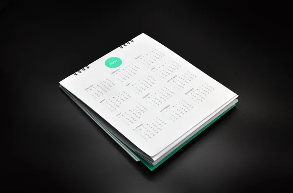 Minimaler Kalender 2019 Mockup Auf Schwarzem Hintergrund — Stockfoto