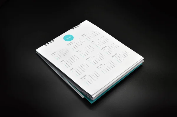 Calendário Mínimo 2019 Mockup Fundo Preto — Fotografia de Stock