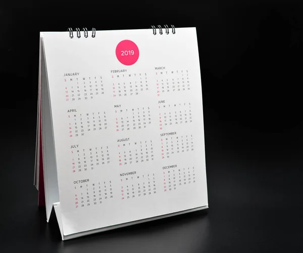 Makieta Minimalne Kalendarzowy 2019 Czarnym Tle — Zdjęcie stockowe