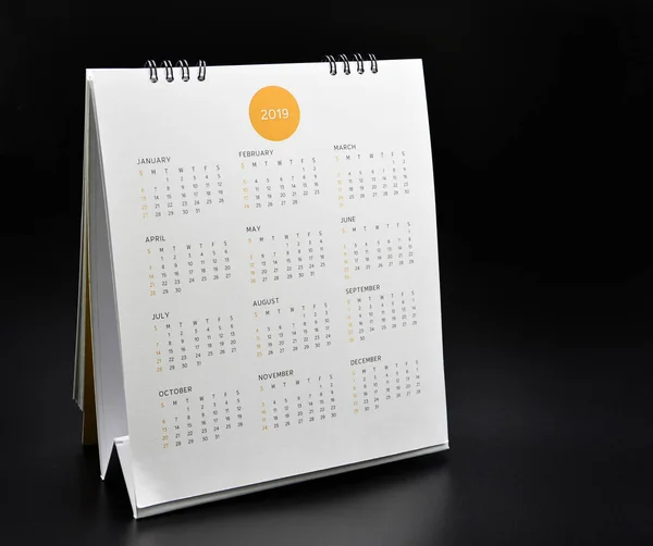 Minimální Kalendář 2019 Maketa Černém Pozadí — Stock fotografie