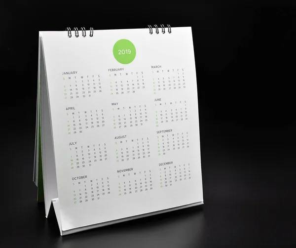 Calendario Minimo 2019 Mockup Sfondo Nero — Foto Stock