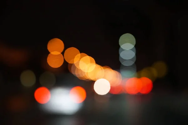 Colorato Strada Cerchio Bokeh Luce Scuro Sfondo — Foto Stock