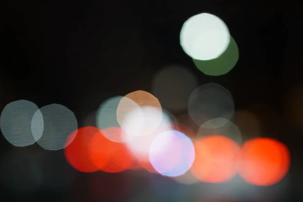 Colorato Strada Cerchio Bokeh Luce Scuro Sfondo — Foto Stock