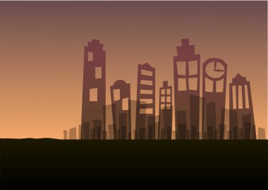 Cityscape manzara günbatımı siluet arka plan sahne