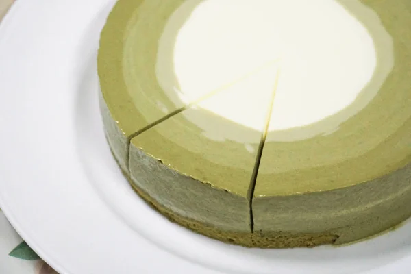 Házi Zöld Tea Mousse Torta — Stock Fotó