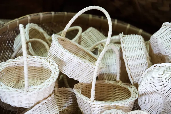 Traditional Thai Handmade Weave Bamboo Basket — Stock Photo, Image