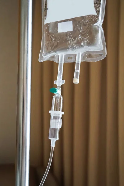 IV tube and bag saline solution, hospital