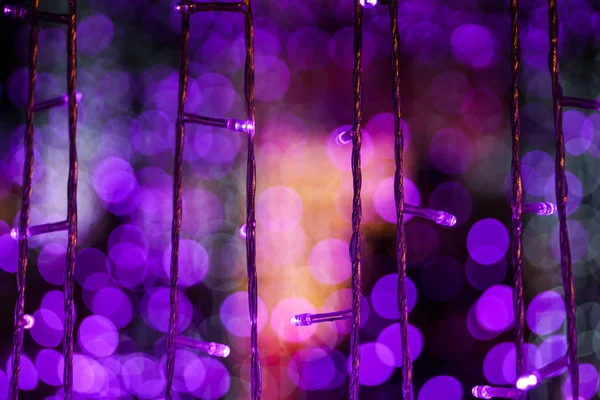Púrpura Rosa Claro Bokeh Círculo Decoración Navidad Llevó Bombillas — Foto de Stock
