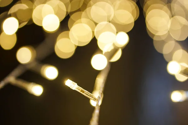 Sarı Işık Bokeh Daire Noel Dekorasyon Led Ampul — Stok fotoğraf