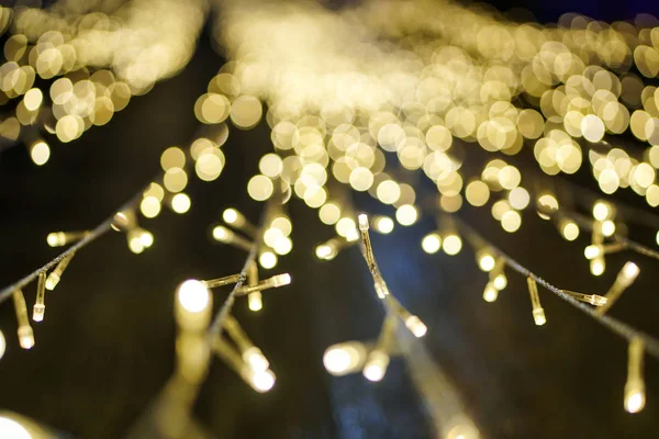 Amarillo Luz Bokeh Círculo Navidad Decoración Led Bombilla — Foto de Stock