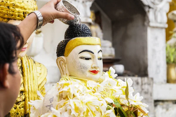 Estatua Imagen Buddha Templo Pagoda Shwedagon Myanmar —  Fotos de Stock