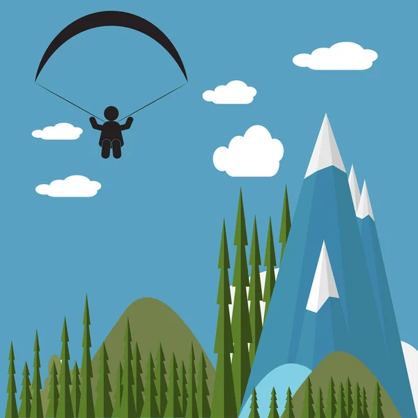 滑翔伞雪山 — 图库矢量图片