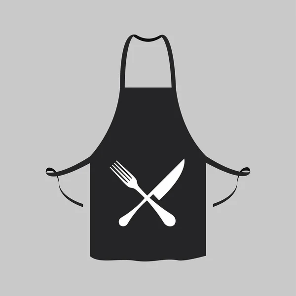 Black kitchen aprons knife Fork vector design — Stock Vector
