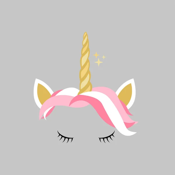 Lindo oro rosa unicornio icono de diseño vector — Archivo Imágenes Vectoriales