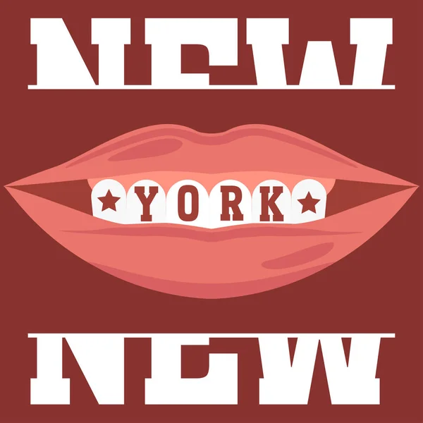 Nueva York Brooklyn Sport desgaste tipografía emblema, impresión camiseta, ropa deportiva diseño vector ilustración equipo sonrisa — Vector de stock