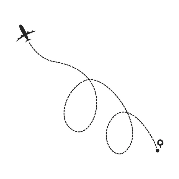 Avion avec route pointillée. Concept de voyage design vectoriel — Image vectorielle