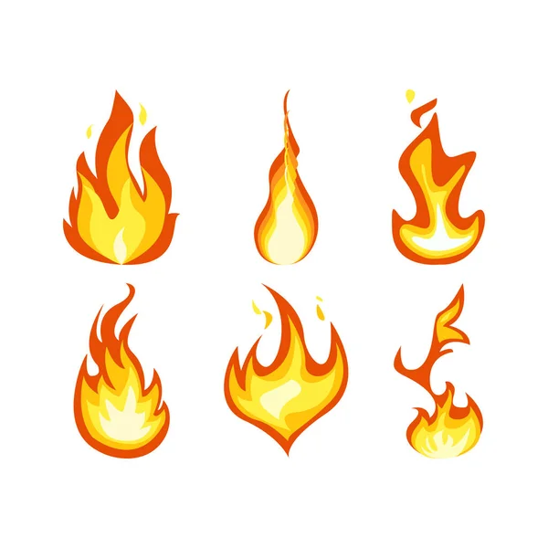Efecto de luz de fuego, vector de diseño conjunto de llamas — Archivo Imágenes Vectoriales