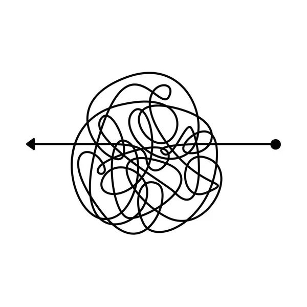 Línea de enredo enredado trenzado. Concepto de inicio y dificultades en el camino vector de diseño — Vector de stock