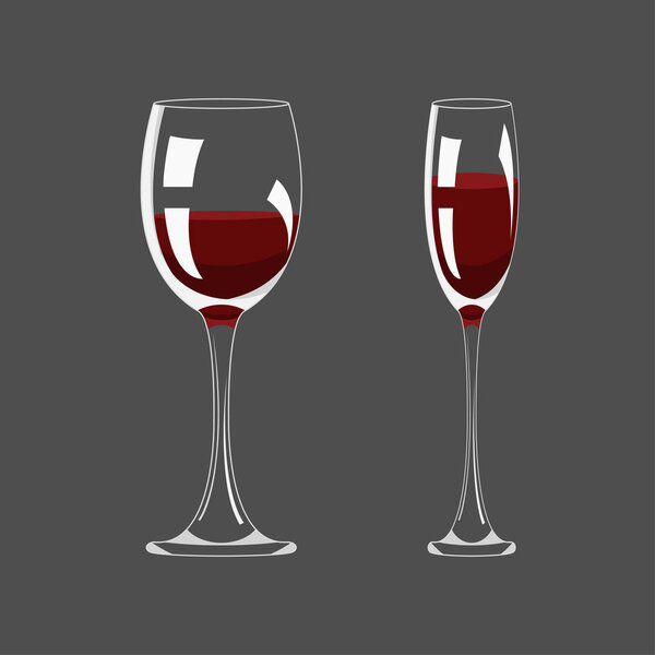 Прозрачность пустой и полный бокал вина Реалистичный пустой, наполовину и полный стакан и с красным вином набор Алкогольный напиток
