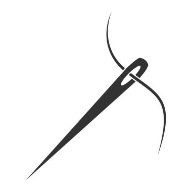 İplik dikiş iğnesi. Glif simge tasarlamak vektör