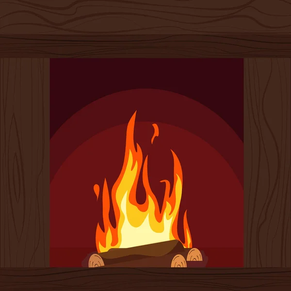 Fireplaces wooden and stone decoration design vector — Stock Vector