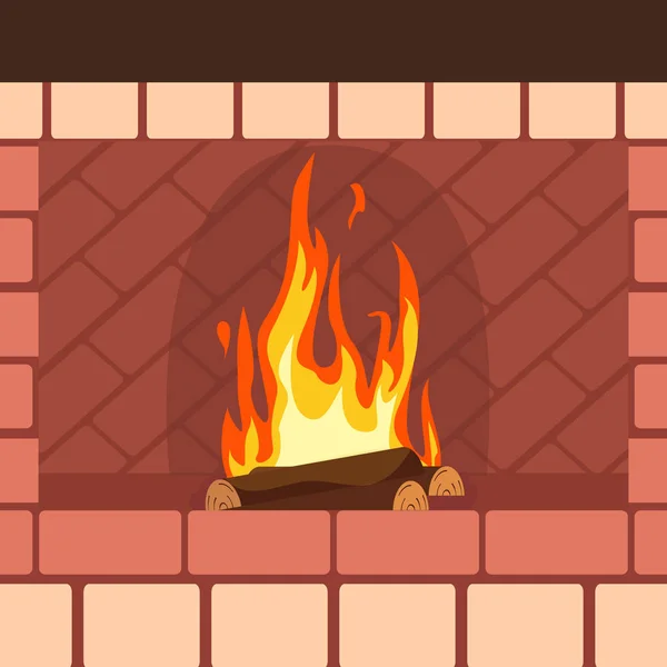 Fireplaces kayu dan batu dekorasi desain vektor - Stok Vektor
