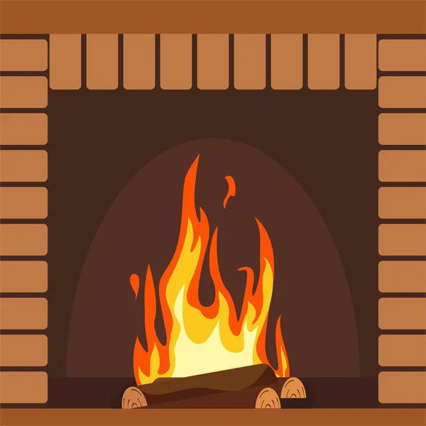 Fireplaces kayu dan batu dekorasi desain vektor - Stok Vektor