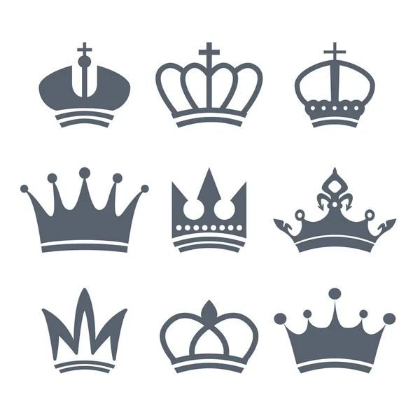 Coronas reales impare iconos conjunto colección de vectores — Vector de stock