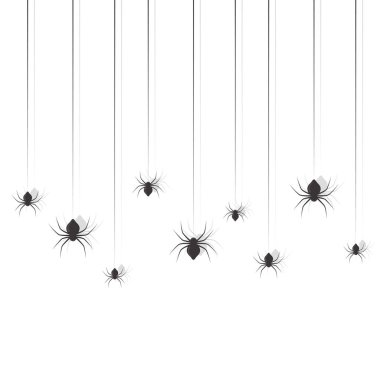 Örümcekler asılı. Cadılar Bayramı şarkı tasarlamak vektör ayarla