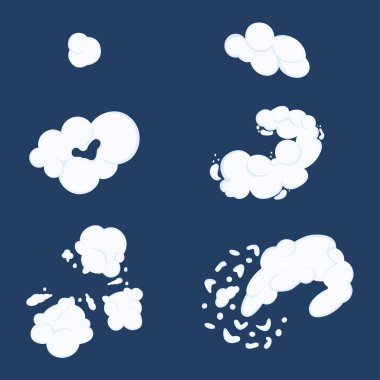 Duman buhar tozu. Patlayabilir ayarlayın. Sis bombası hareket bulutu efektleri tasarım