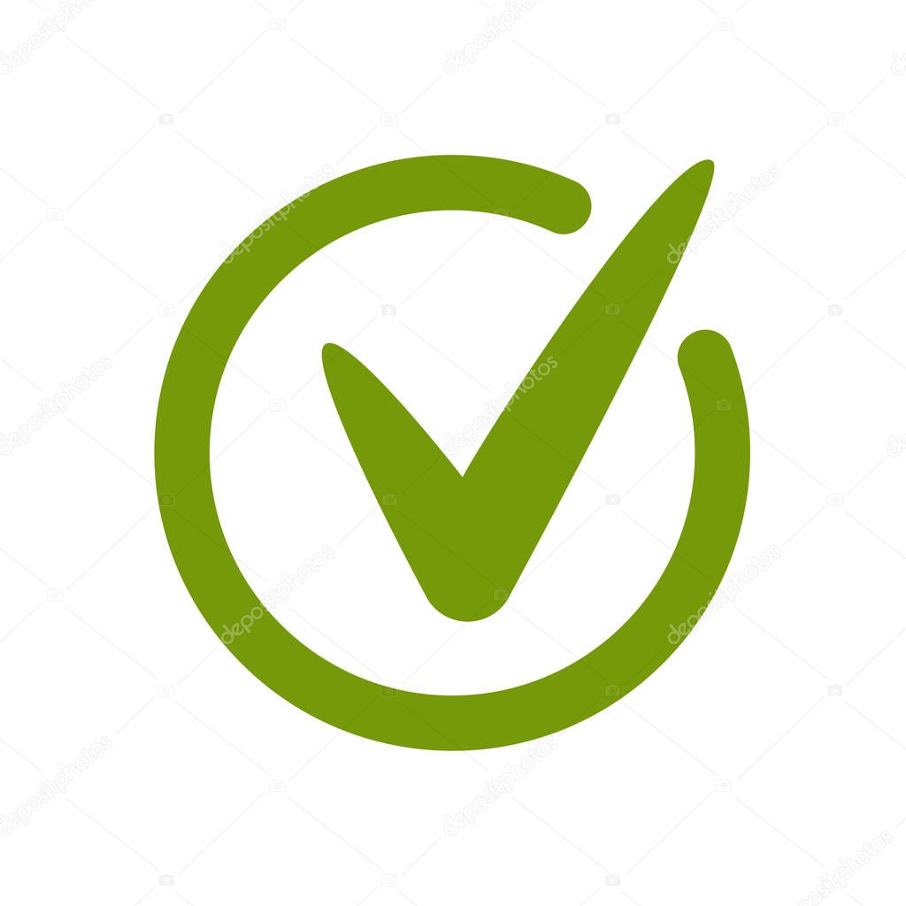Green approved tick icon. Done stamp icon vector