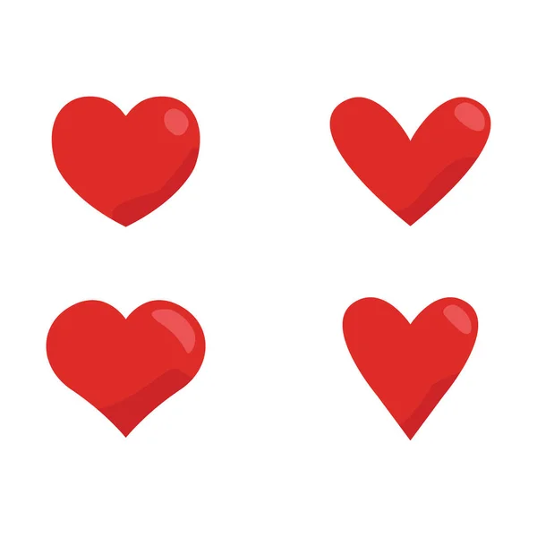 设置红色心脏图标。爱情符号设计 — 图库矢量图片