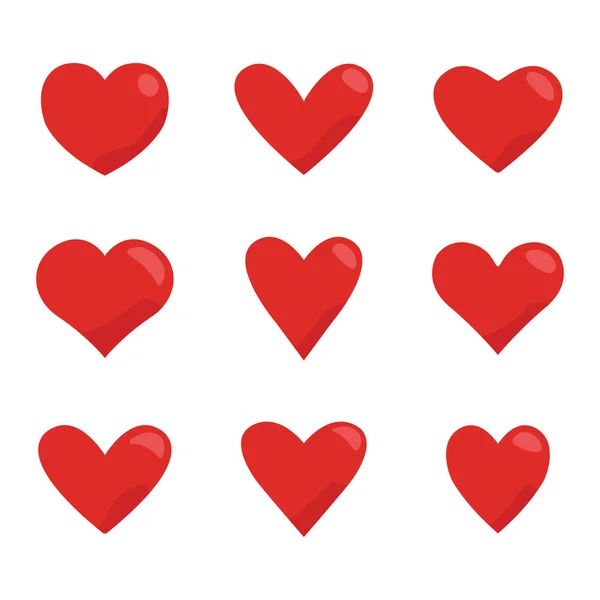 Σύνολο εικονιδίων κόκκινων καρδιών. Αγάπη σύμβολο διάνυσμα — Διανυσματικό Αρχείο
