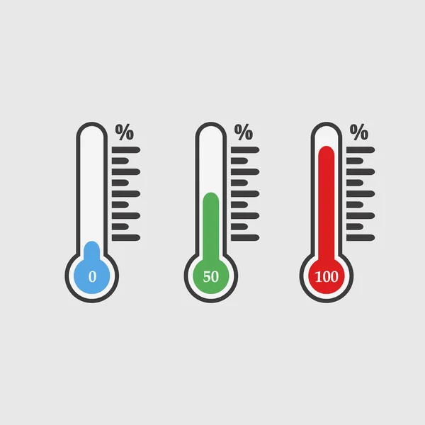具有不同级别设计矢量的温度计图标 — 图库矢量图片