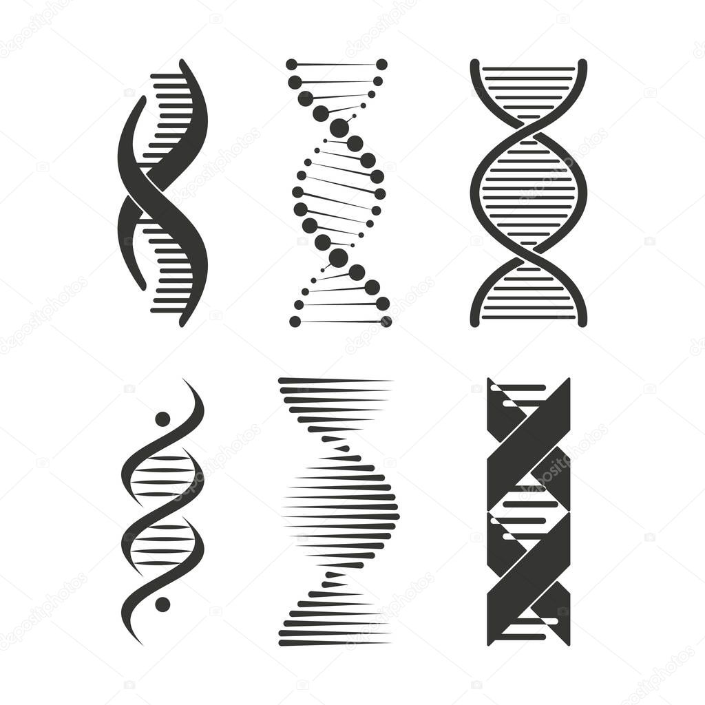 DNA icon. Chromosome strand symbol set vector