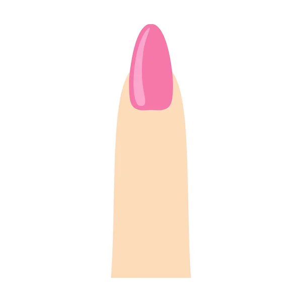 Manikyr ikon. Rosa spik på finger tecknet — Stock vektor
