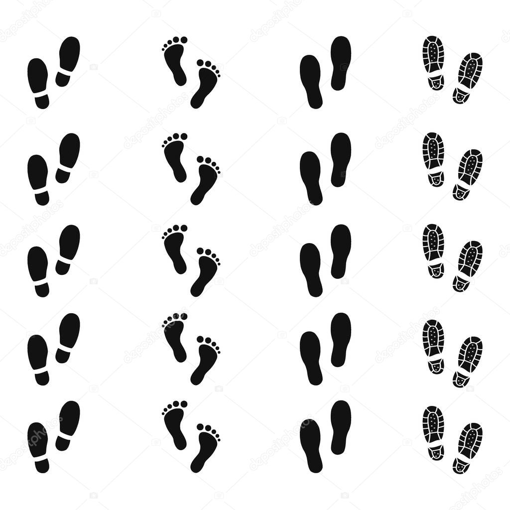 Human footprints of shoes trail set design