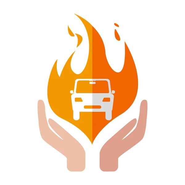 Sigorta araba ikonu yangın tasarımı el çizimi illüstrasyonuName — Stok Vektör