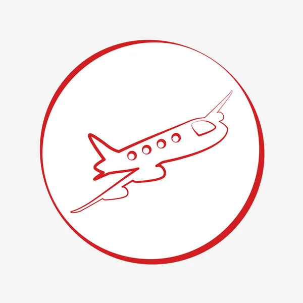 Ícone de avião vermelho ilustração vetor design isolado — Vetor de Stock