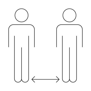 Sosyal uzaklık simgesi vektör çizimi izole edildi